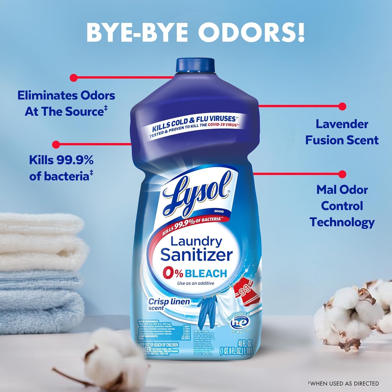 Lysol Laundry Sanitizer Additive, Bacteria-Causing Laundry Odor Eliminator, Detergent Additive