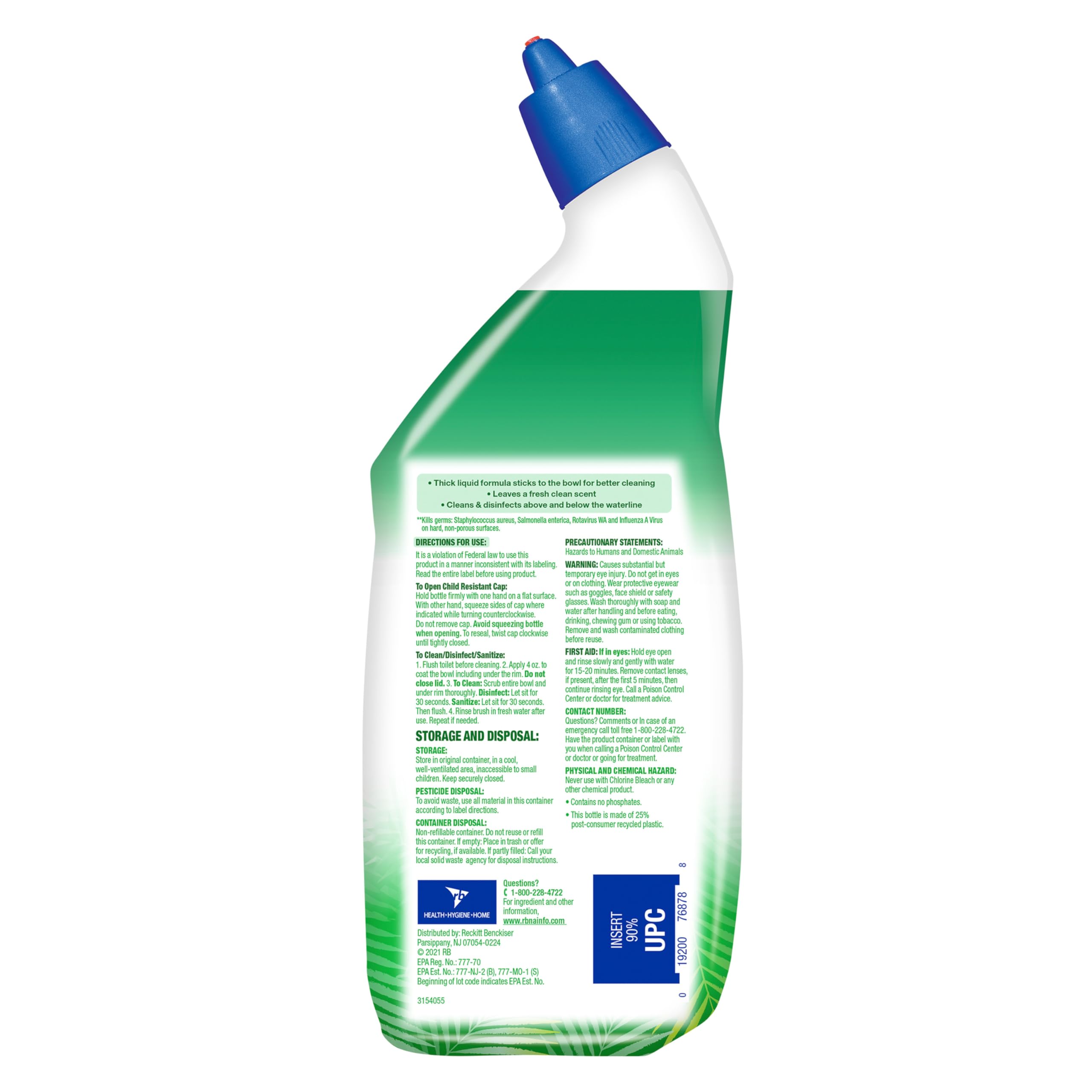 Lysol Toilet Bowl Cleaner Gel, For Cleaning and Disinfecting, Bleach Free, Ocean Fresh Scent, 24oz (Pack of 2)