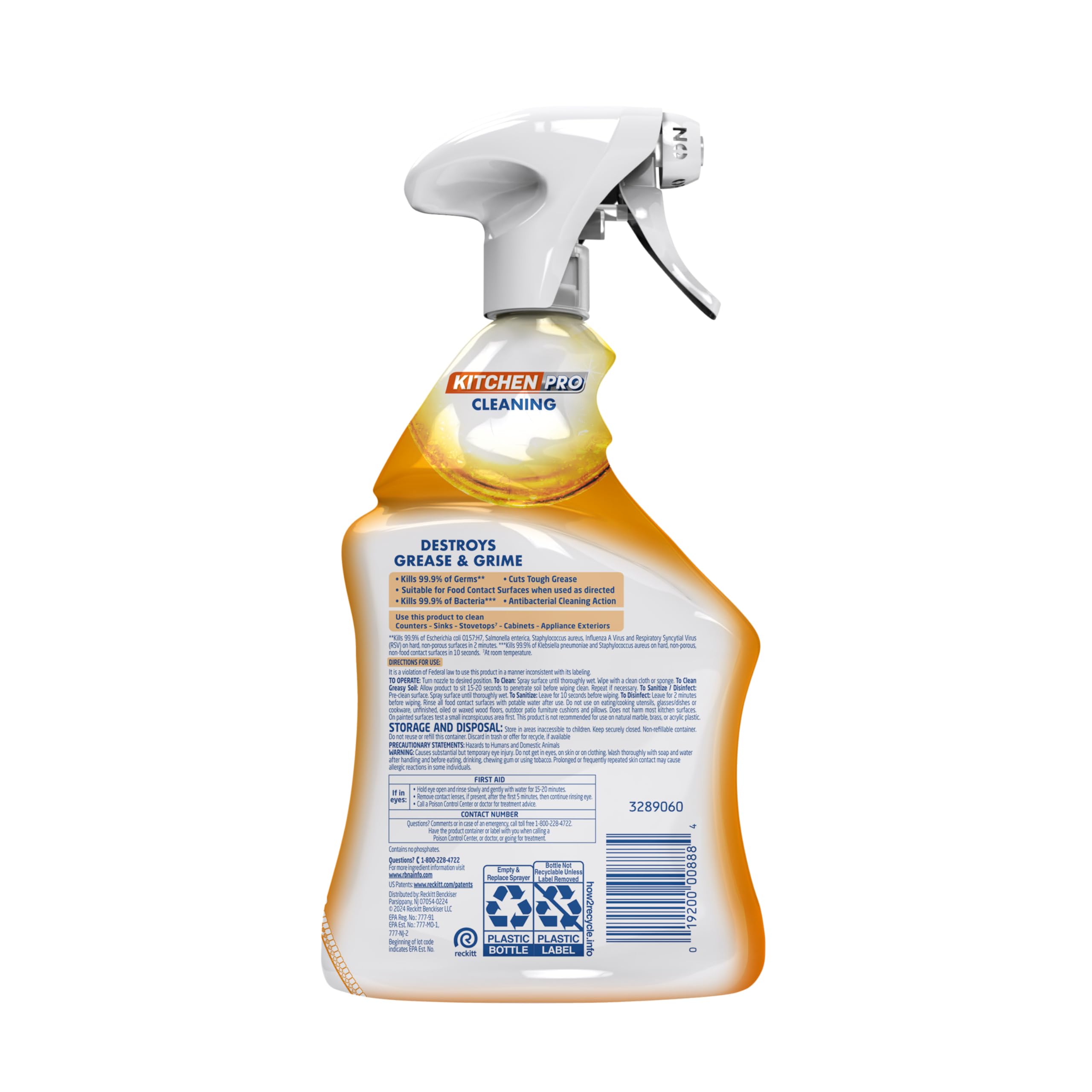 Lysol Pro Kitchen Spray Cleaner and Degreaser, Antibacterial All Purpose Cleaning Spray for Kitchens, Countertops, Ovens, and Appliances