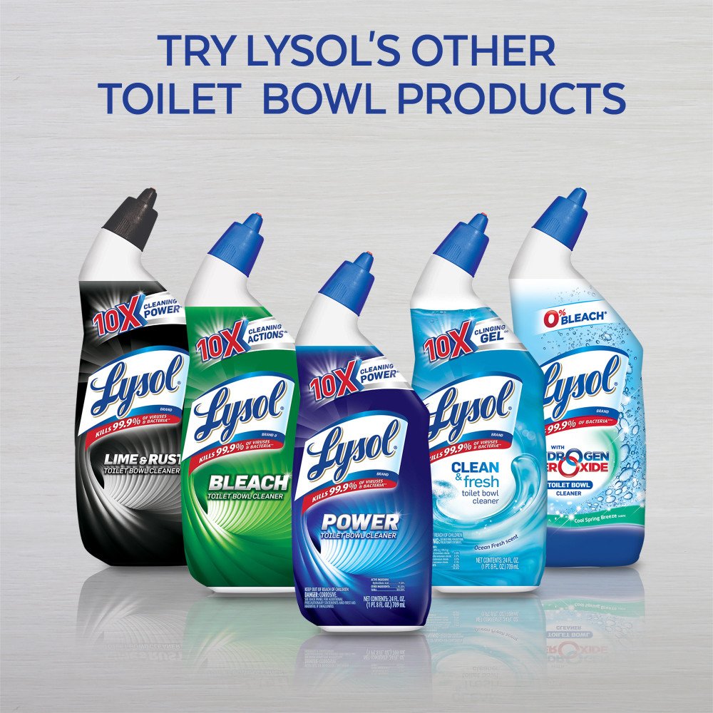 Lysol Toilet Bowl Cleaner Gel, For Cleaning and Disinfecting, Bleach Free, Ocean Fresh Scent, 24oz (Pack of 2)
