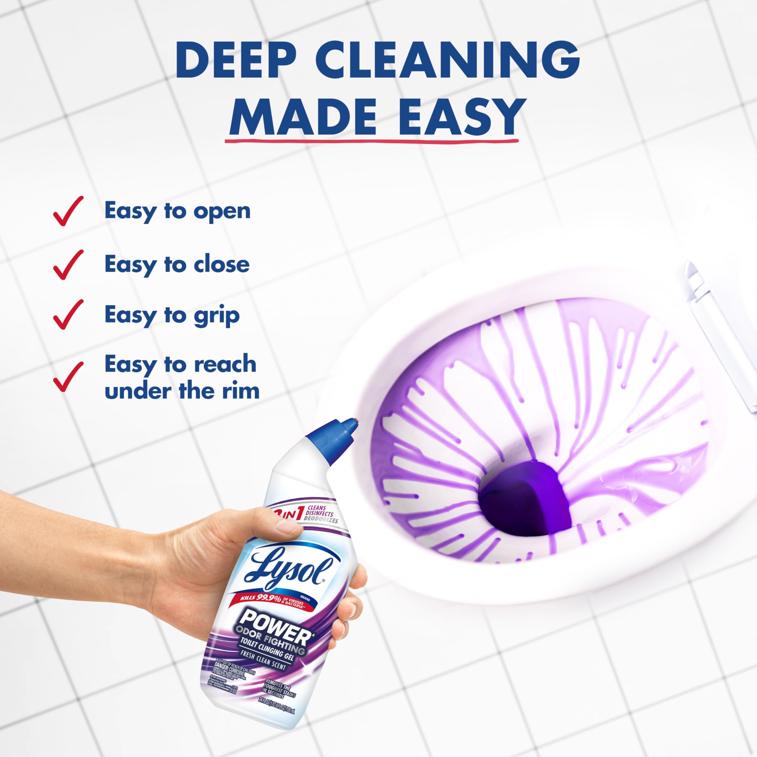 Lysol Toilet Bowl Cleaner Gel, For Cleaning and Disinfecting, Bleach Free, Ocean Fresh Scent, 24oz (Pack of 2)