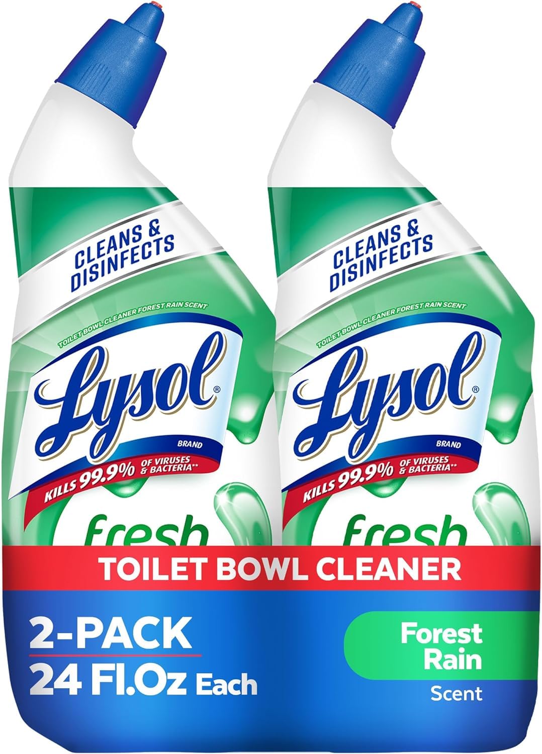 Lysol Toilet Bowl Cleaner Gel, For Cleaning and Disinfecting, Bleach Free, Ocean Fresh Scent, 24oz (Pack of 2)