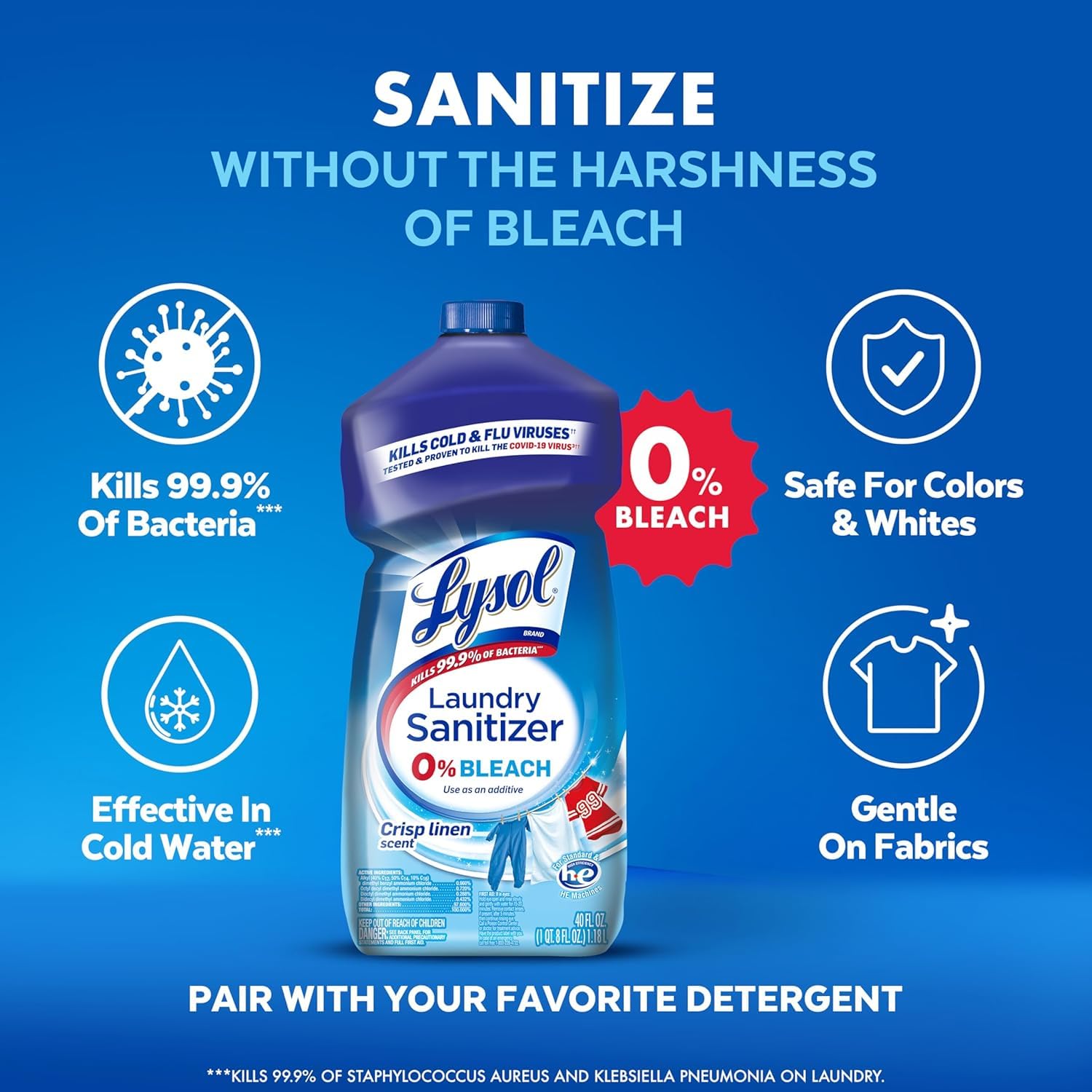 Lysol Laundry Sanitizer Additive, Bacteria-Causing Laundry Odor Eliminator, Detergent Additive