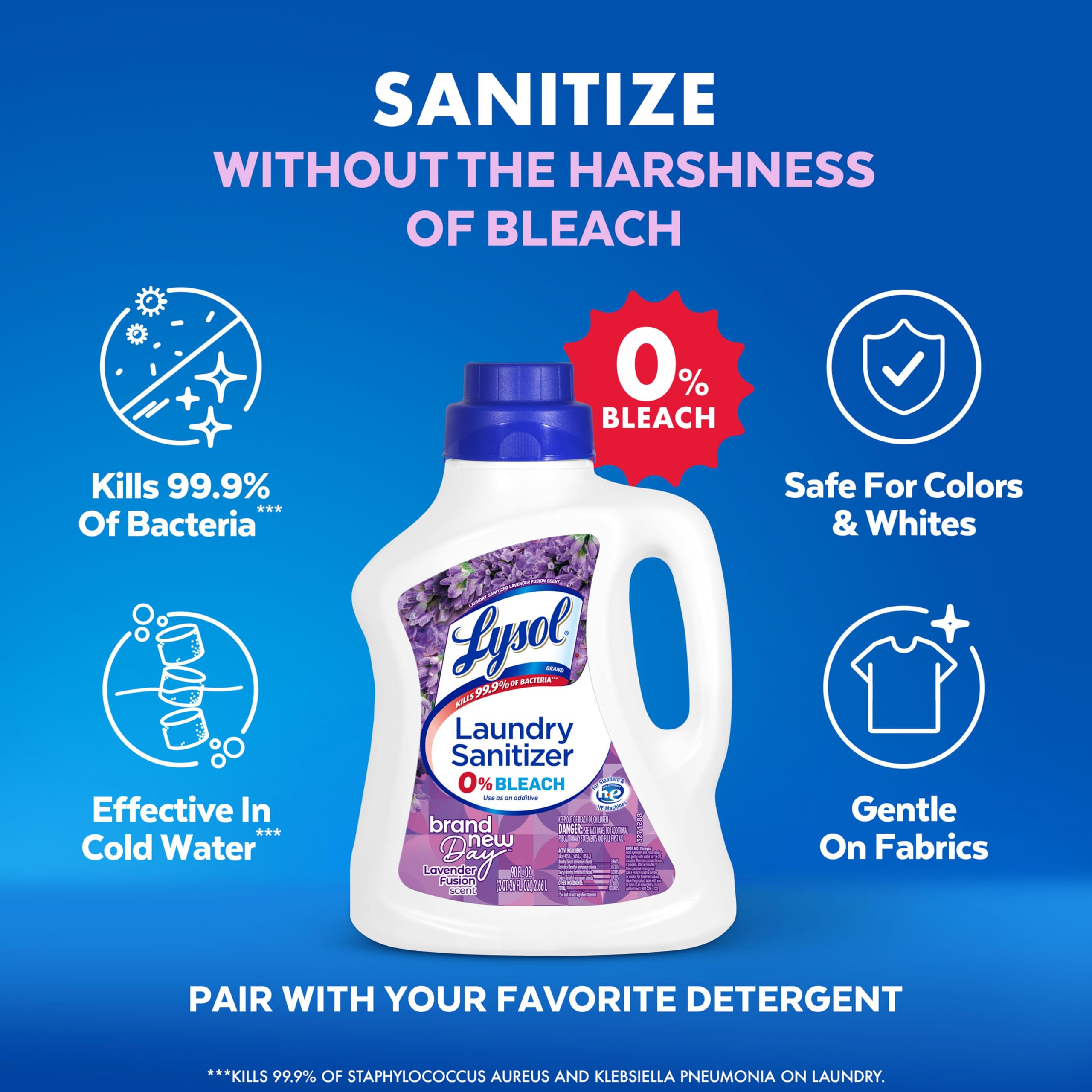 Lysol Laundry Sanitizer Additive, Bacteria-Causing Laundry Odor Eliminator, Detergent Additive