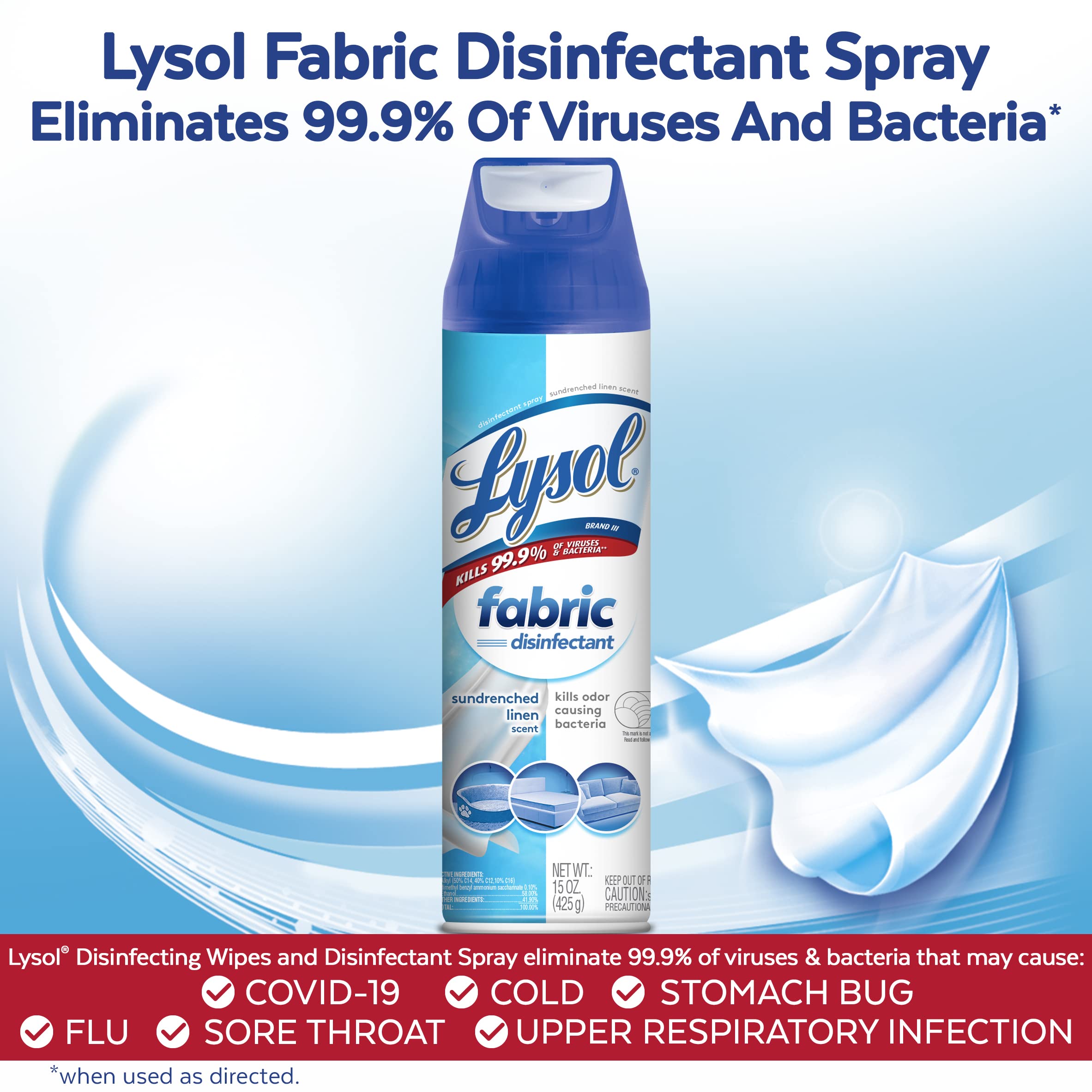 Lysol Fabric Disinfectant Spray, Sanitizing and Antibacterial Spray, For Disinfecting and Deodorizing Soft Furnishings
