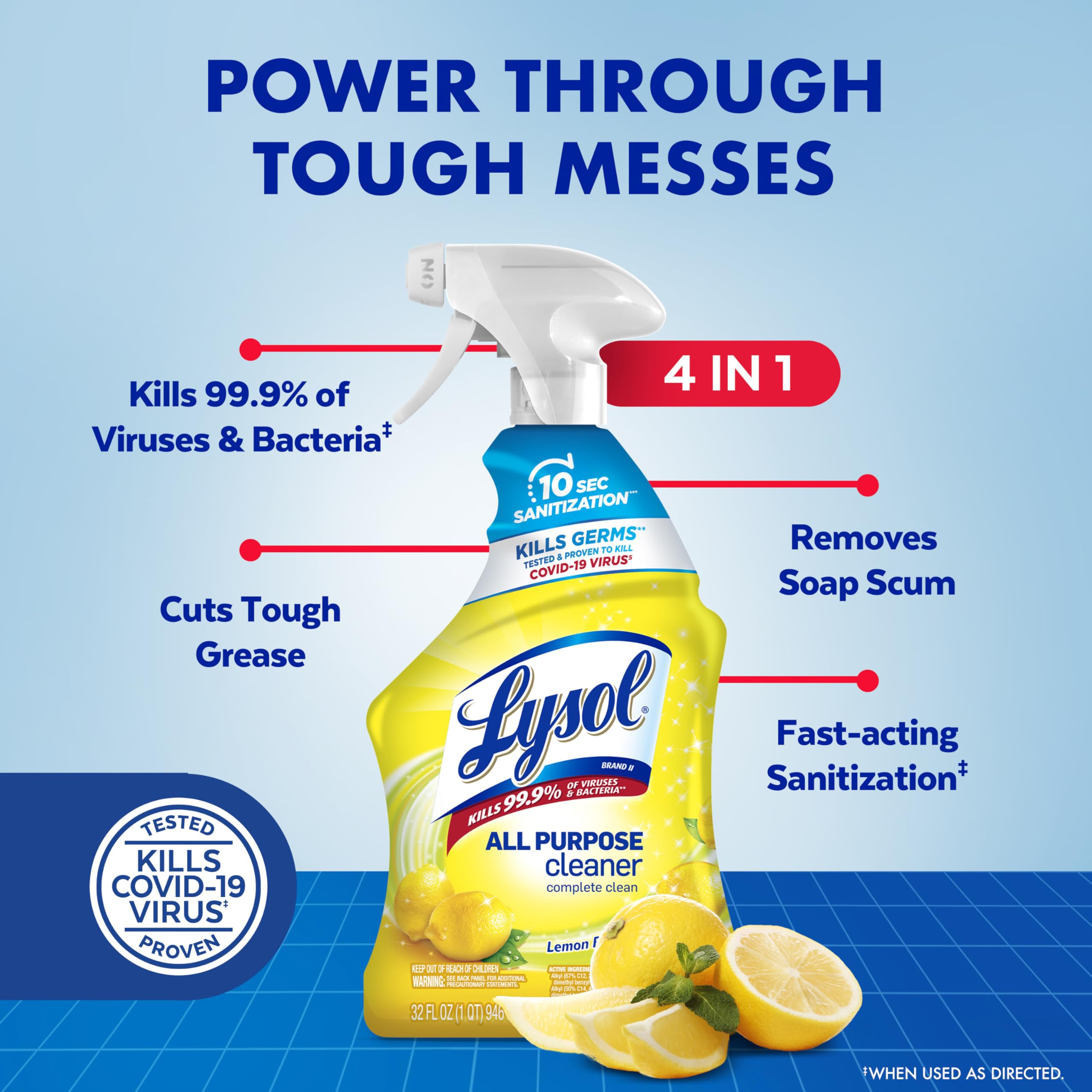 Lysol All Purpose Cleaner Spray, Multi-Purpose Disinfecting Spray, Kitchen & Bathroom Cleaner