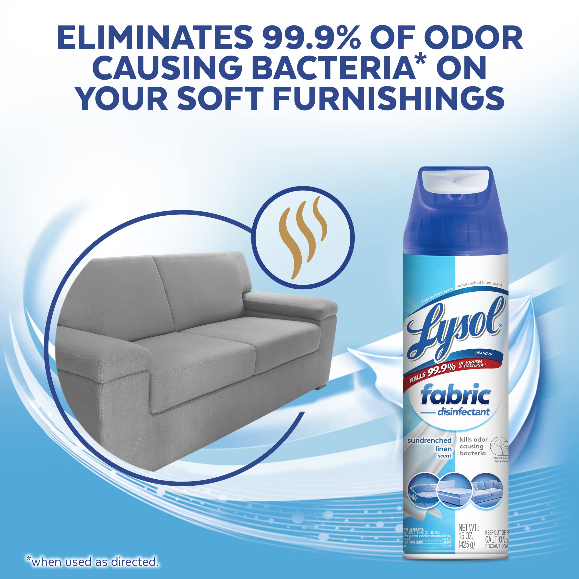 Lysol Fabric Disinfectant Spray, Sanitizing and Antibacterial Spray, For Disinfecting and Deodorizing Soft Furnishings