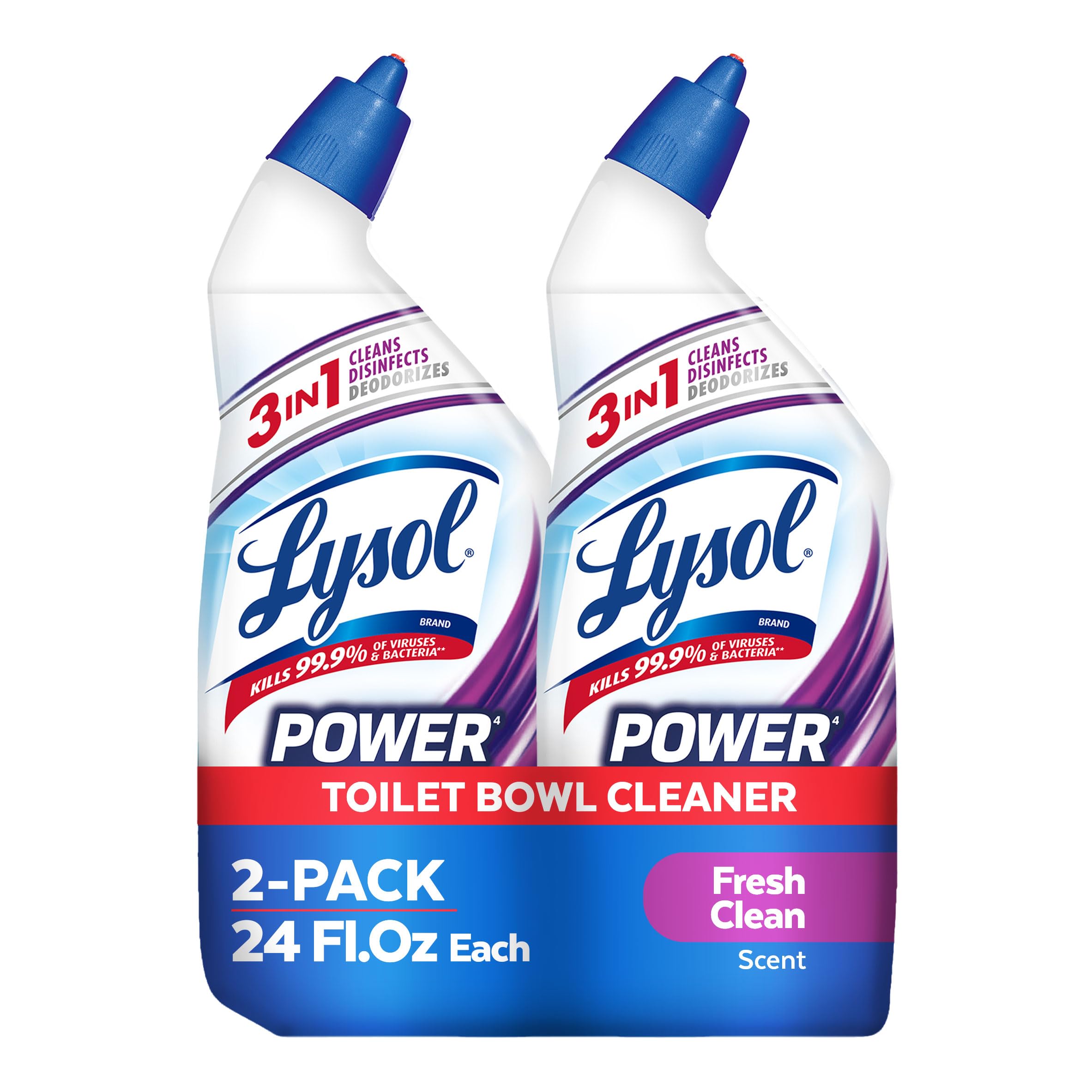 Lysol Toilet Bowl Cleaner Gel, For Cleaning and Disinfecting, Bleach Free, Ocean Fresh Scent, 24oz (Pack of 2)