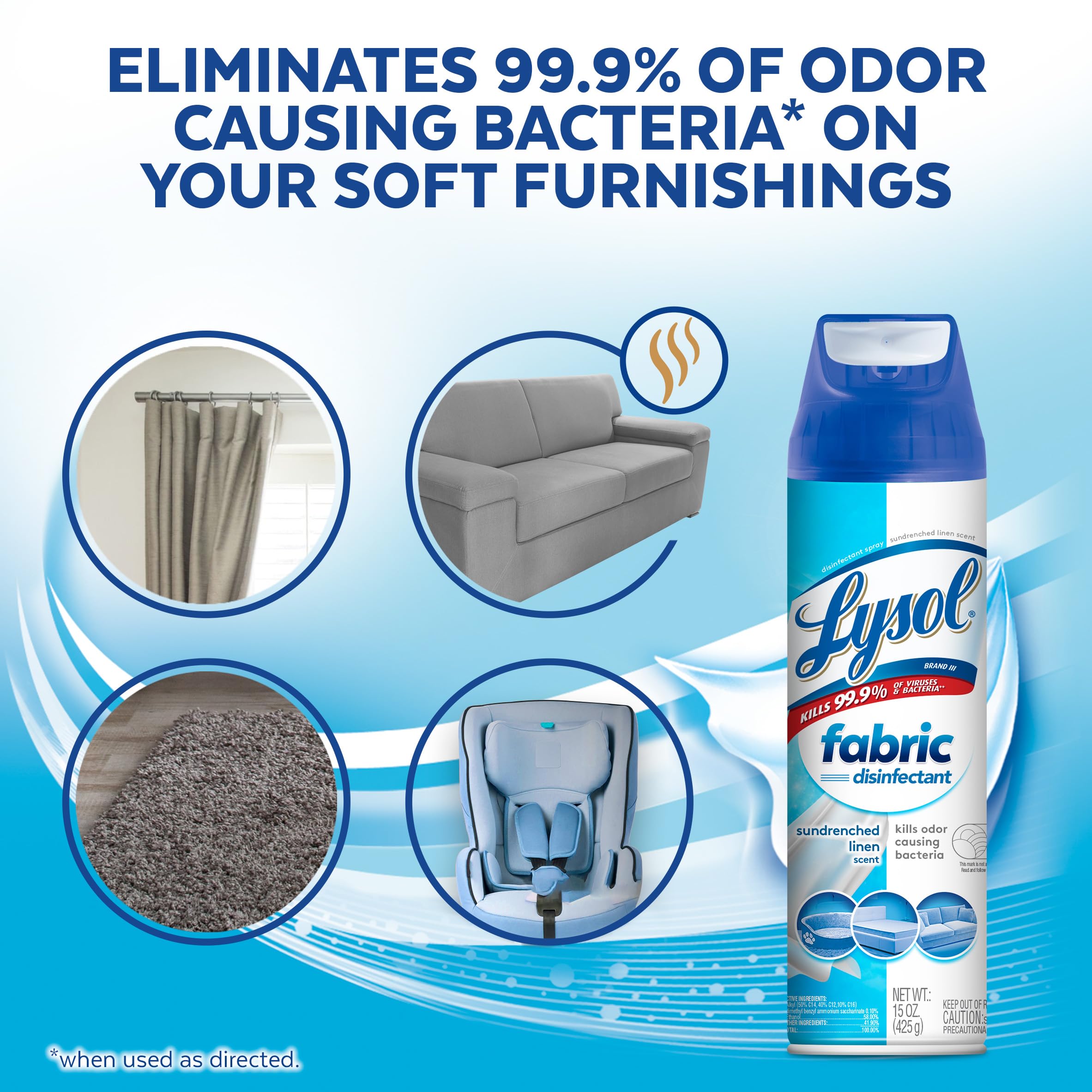 Lysol Fabric Disinfectant Spray, Sanitizing and Antibacterial Spray, For Disinfecting and Deodorizing Soft Furnishings