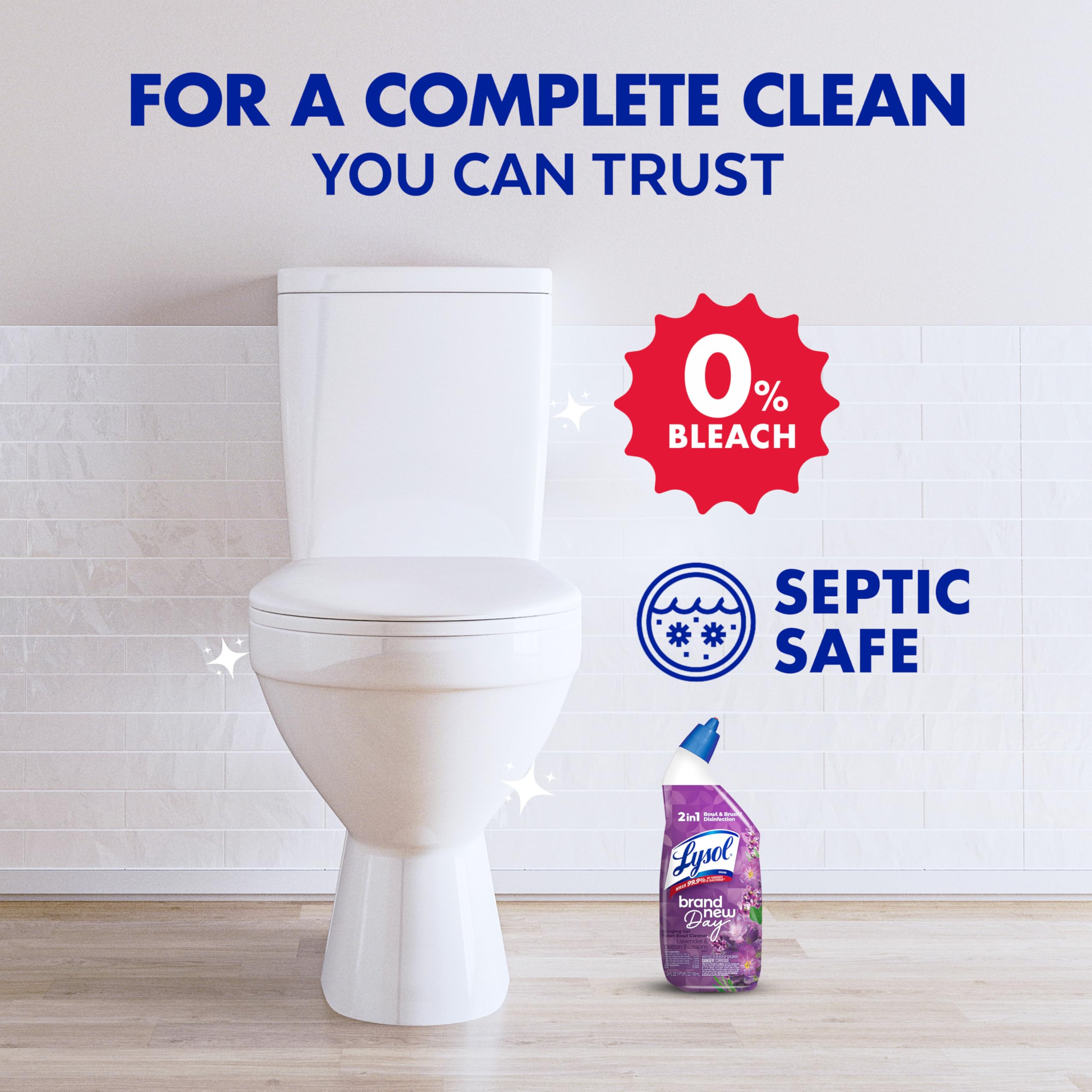 Lysol Toilet Bowl Cleaner Gel, For Cleaning and Disinfecting, Bleach Free, Ocean Fresh Scent, 24oz (Pack of 2)