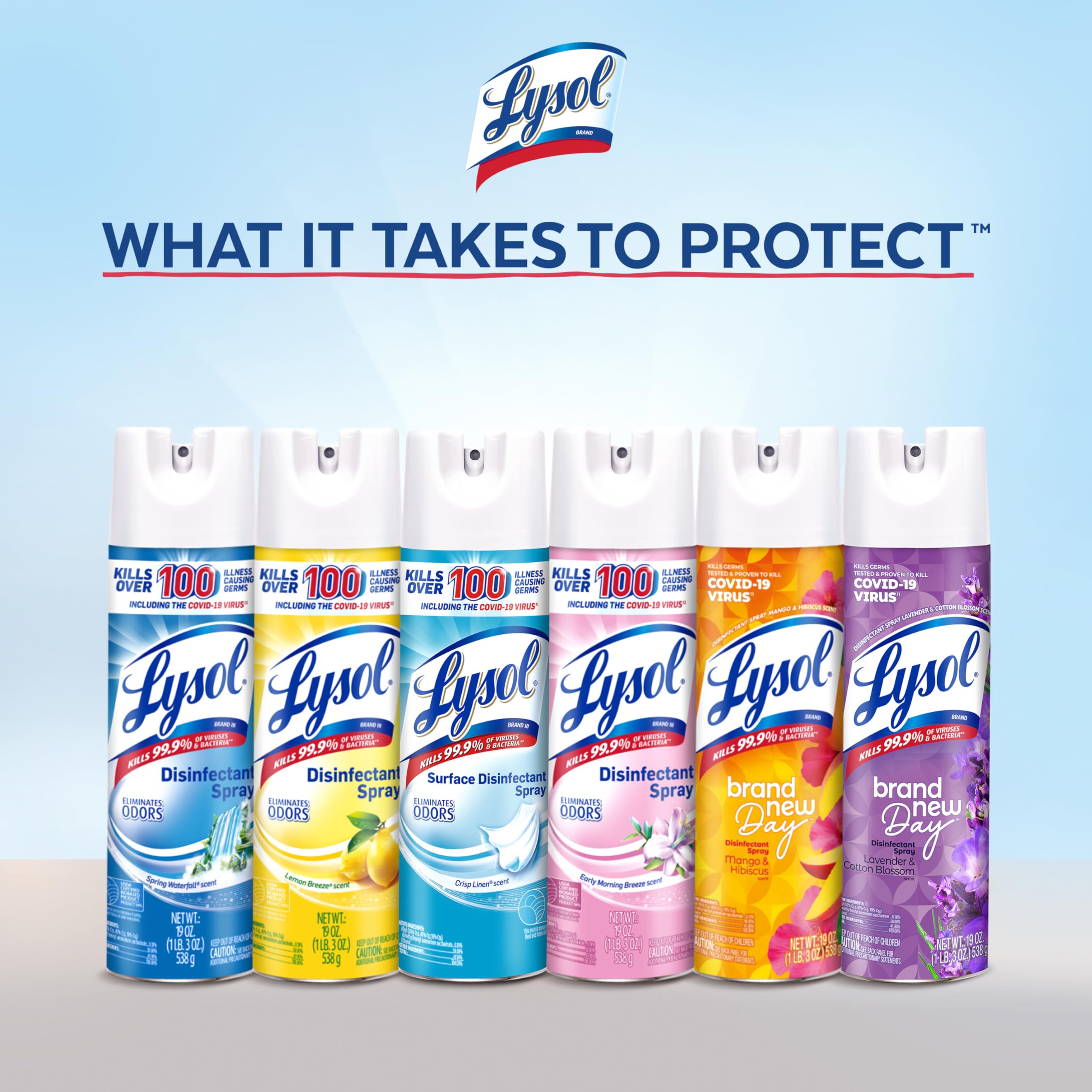 Lysol Disinfectant Spray, Sanitizing And Antibacterial Spray, For Disinfecting And Deodorizing, Early Morning Breeze, 19 Fl Oz (Pack Of 2), Packaging May Vary