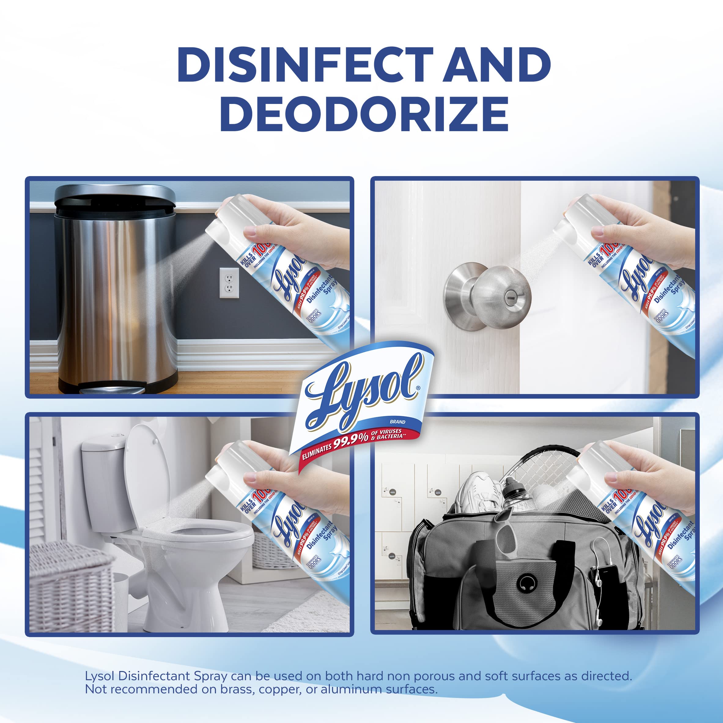 Lysol Sanitizing and Antibacterial Spray for Disinfecting & Deodorizing, Crisp Linen, 12.5 Fl Oz