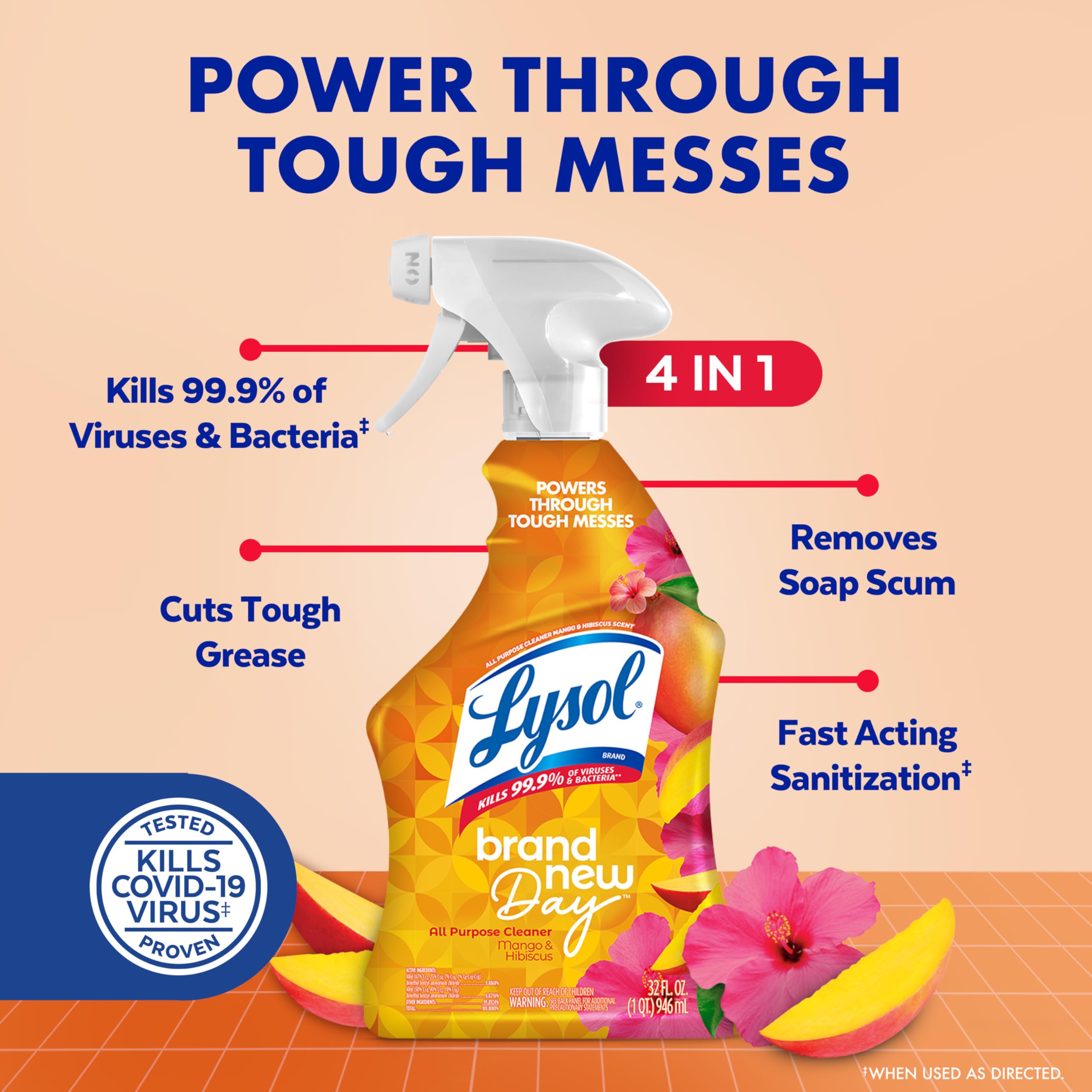 Lysol All Purpose Cleaner Spray, Multi-Purpose Disinfecting Spray, Kitchen & Bathroom Cleaner