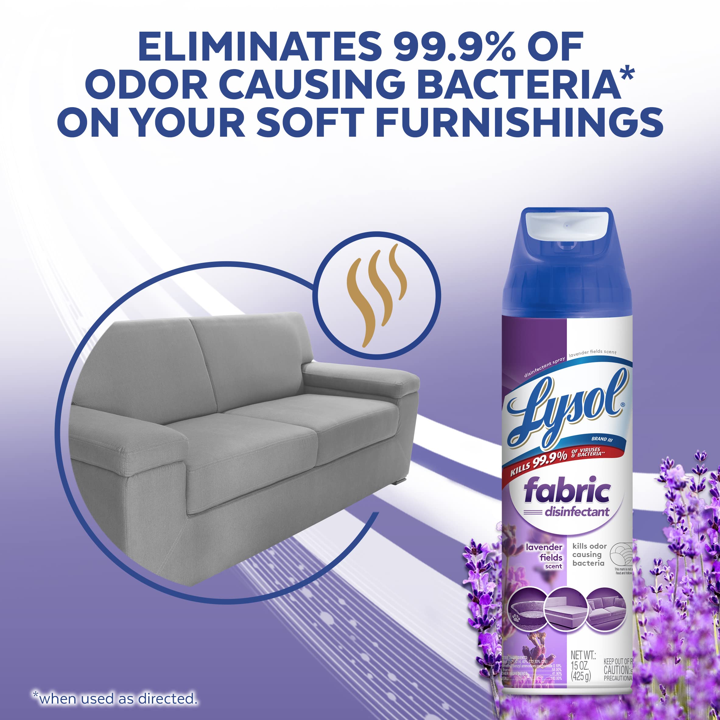 Lysol Disinfecting Spray, Early Morning Breeze 19oz Neutraair 2 in 1 Air Freshener and Disinfectant Spray, Lavender & Lily 10oz Fabric Disinfectant Spray, Lavender Fields 15oz