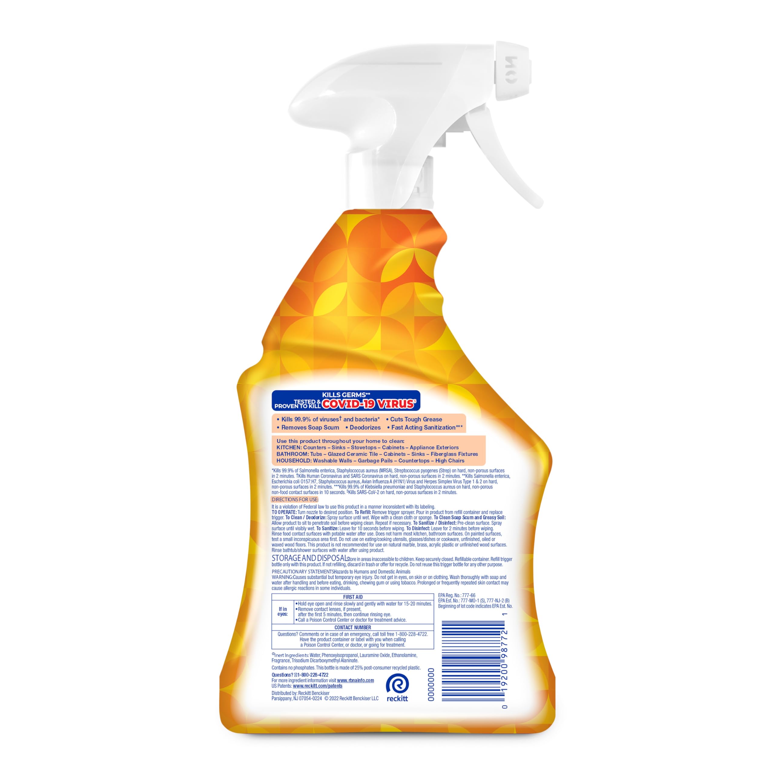 Lysol All Purpose Cleaner Spray, Multi-Purpose Disinfecting Spray, Kitchen & Bathroom Cleaner, Lemon Breeze (pack of 2) + Mango & Hibiscus (pack of 1)