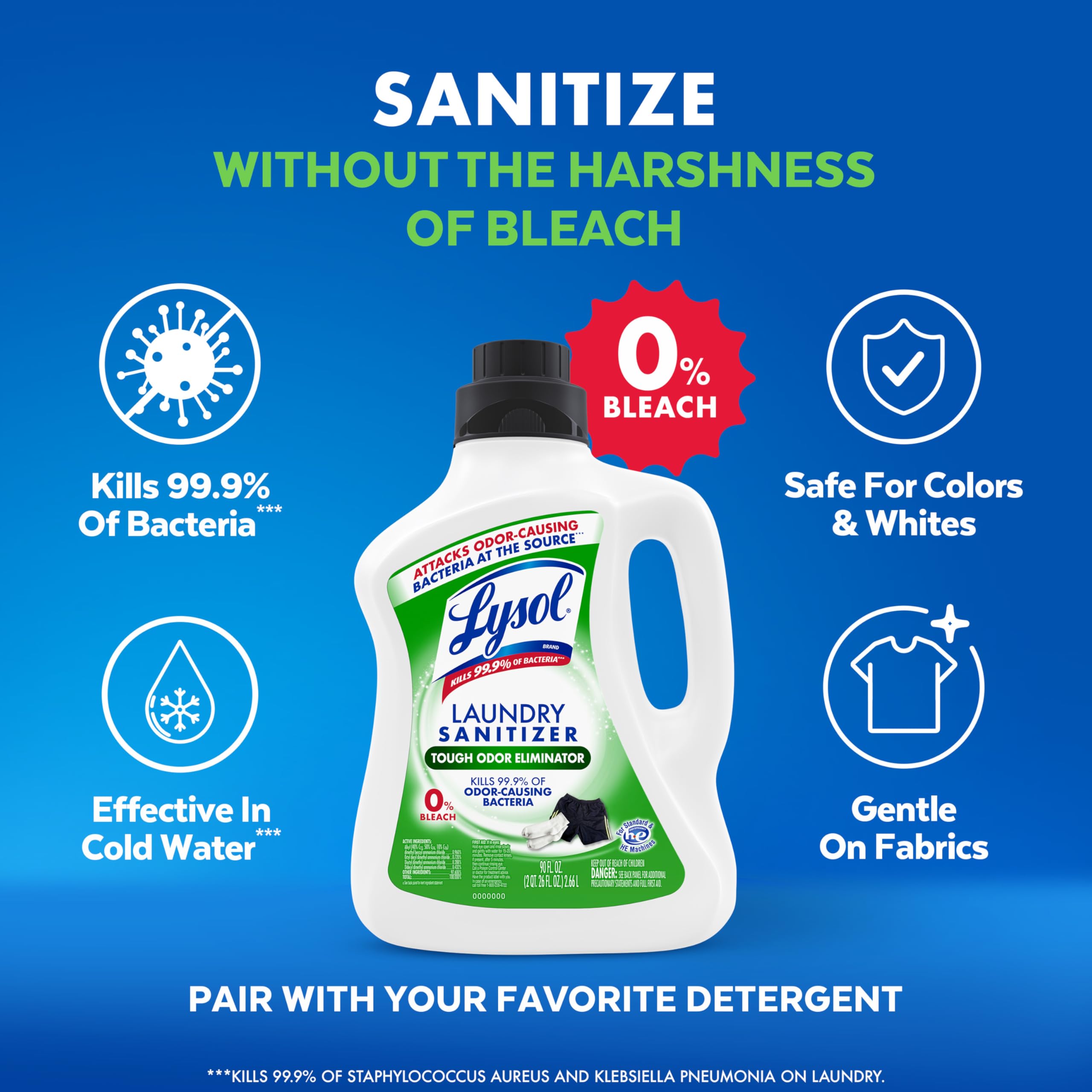 Lysol Laundry Sanitizer Additive, Bacteria-Causing Laundry Odor Eliminator, Detergent Additive