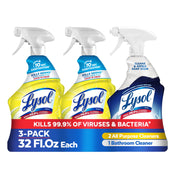 Lysol All Purpose Cleaner Spray, Multi-Purpose Disinfecting Spray & Bathroom Cleaner, Lemon Breeze + Island Breeze Scent, 32 Fl Oz (Pack of 3)