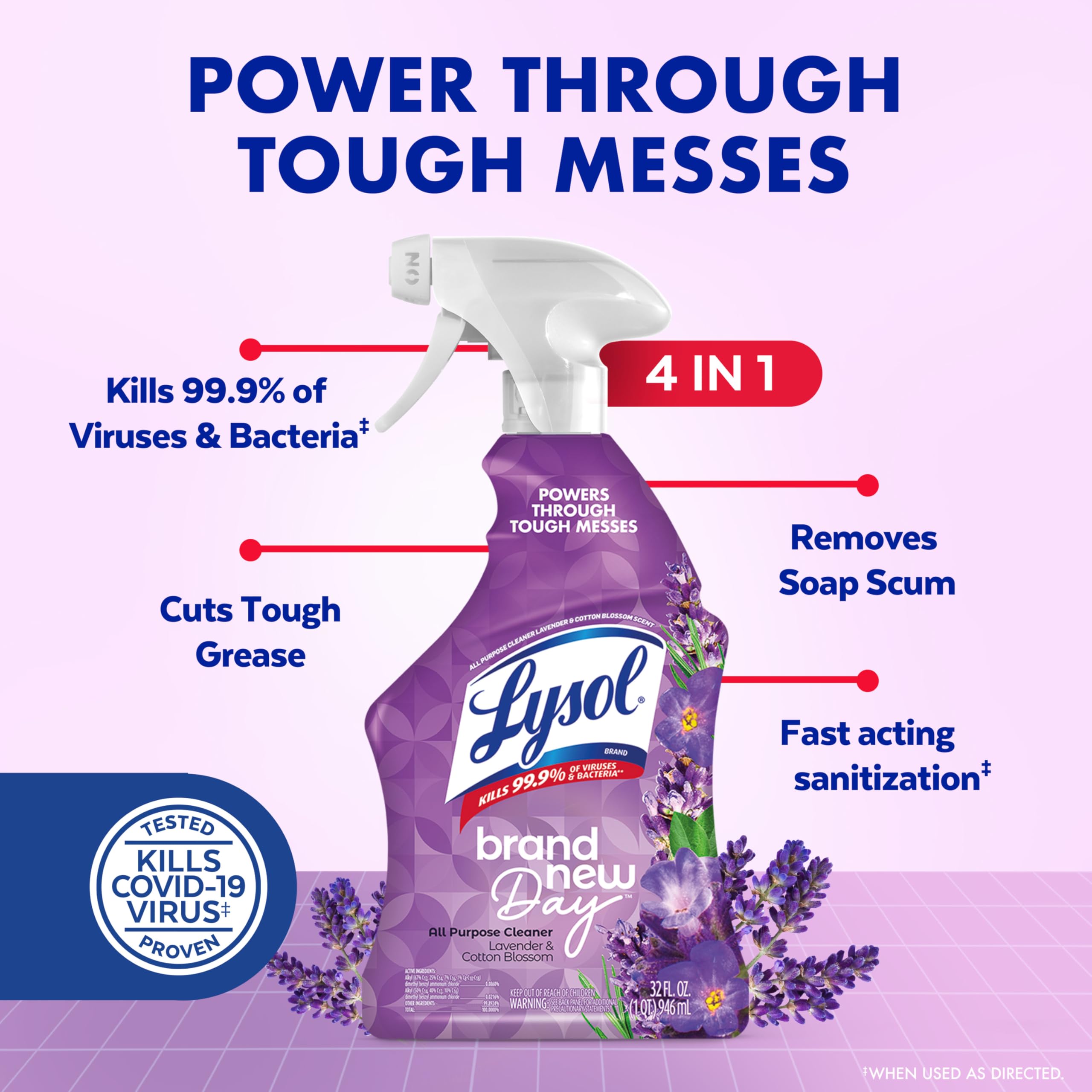 Lysol All Purpose Cleaner Spray, Multi-Purpose Disinfecting Spray, Kitchen & Bathroom Cleaner
