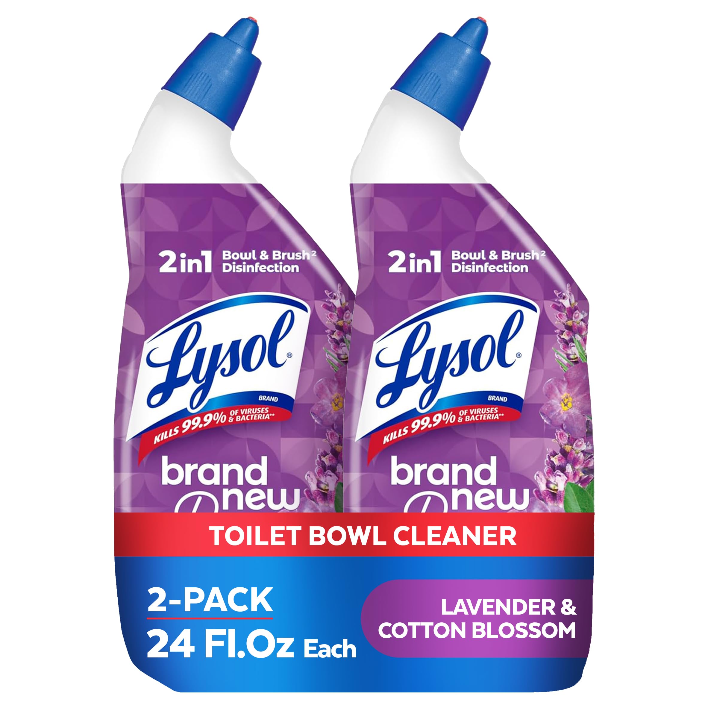 Lysol Toilet Bowl Cleaner Gel, For Cleaning and Disinfecting, Bleach Free, Ocean Fresh Scent, 24oz (Pack of 2)