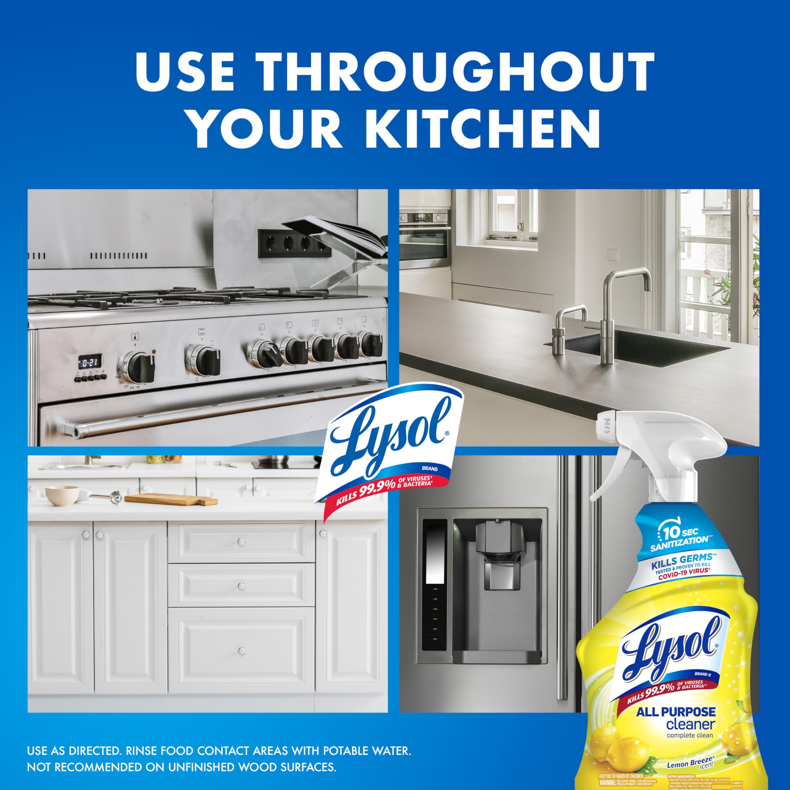 Lysol All Purpose Cleaner Spray, Multi-Purpose Disinfecting Spray, Kitchen & Bathroom Cleaner, Lemon Breeze (pack of 2) + Mango & Hibiscus (pack of 1)