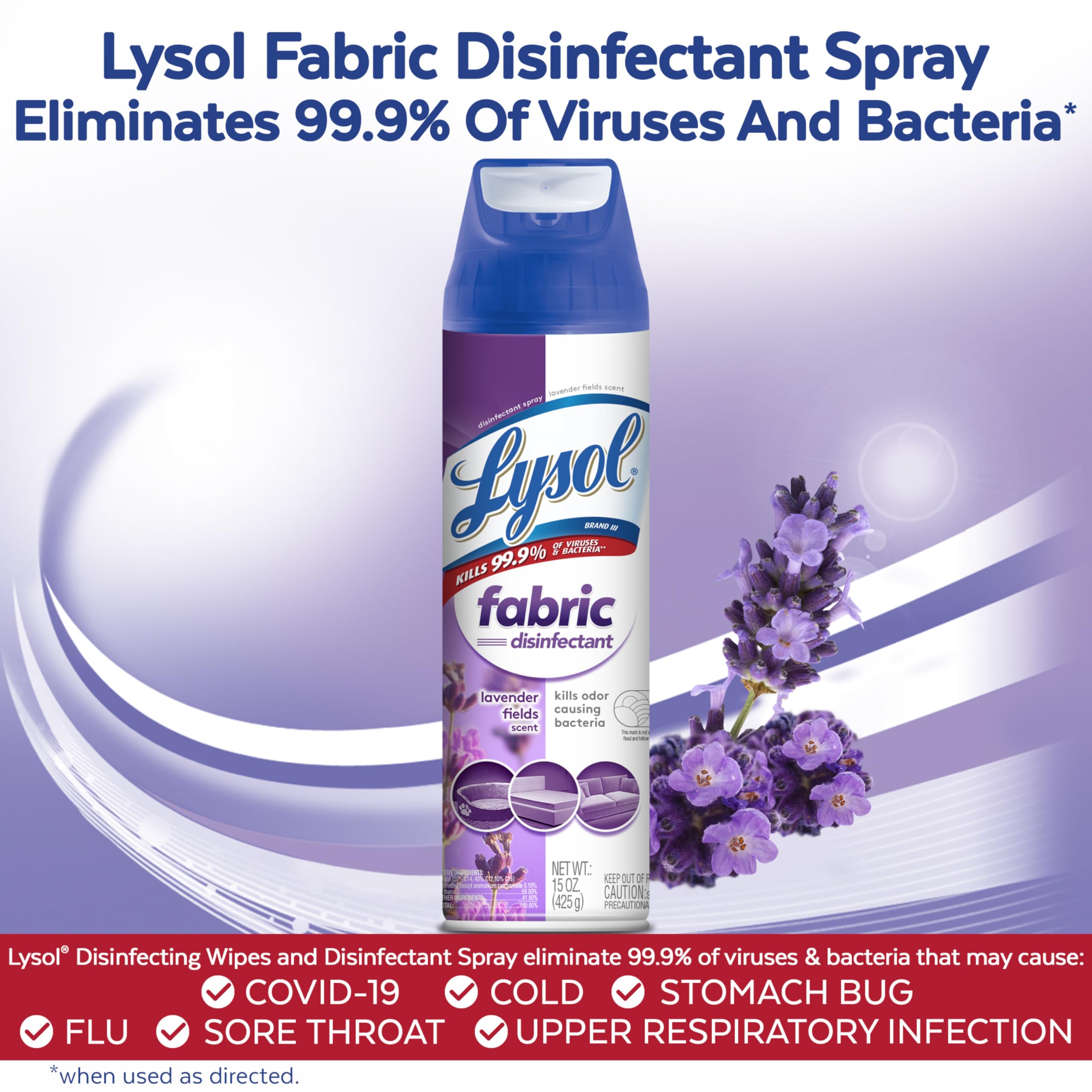 Lysol Fabric Disinfectant Spray, Sanitizing and Antibacterial Spray, For Disinfecting and Deodorizing Soft Furnishings